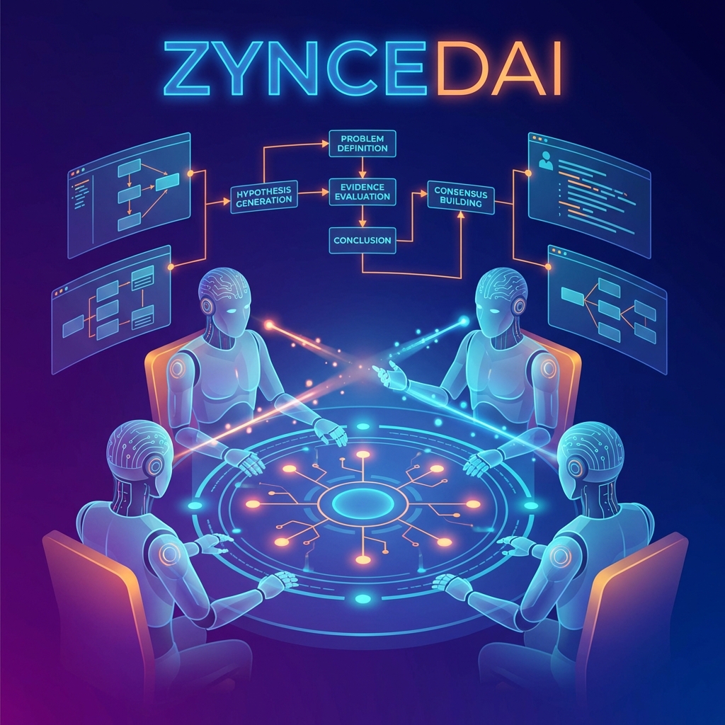 Introducing ZyncedAI: A Multi-Agent, Debate-Driven AI Built for Real Thinking - ZyncedAI is a reasoning-first AI platform that uses multiple AI agents with defined roles to analyze user queries through structured debate and discussion.